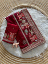Vichitra Silk Embroidered Saree for Women | Designer Silk Saree with Embroidery Border