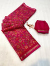 Tussar Silk Floral Printed Saree for Women | Multicolor Floral Silk Saree