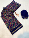 Tussar Silk Floral Printed Saree for Women | Multicolor Floral Silk Saree