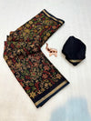 Tussar Silk Floral Printed Saree for Women | Multicolor Floral Silk Saree