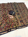 Tussar Silk Floral Printed Saree for Women | Multicolor Floral Silk Saree