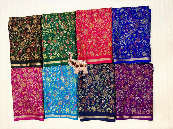 Tussar Silk Floral Printed Saree for Women | Multicolor Floral Silk Saree