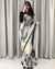 Mul Cotton Abstract Printed Saree for Women | Black & White Lightweight Cotton Saree