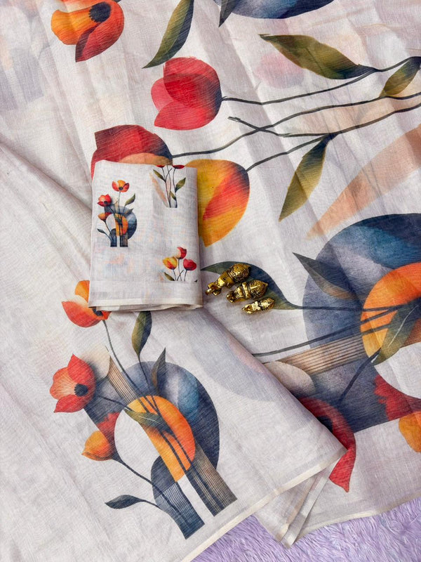 Erode Silk Floral Printed Saree for Women | Elegant Floral Silk Saree