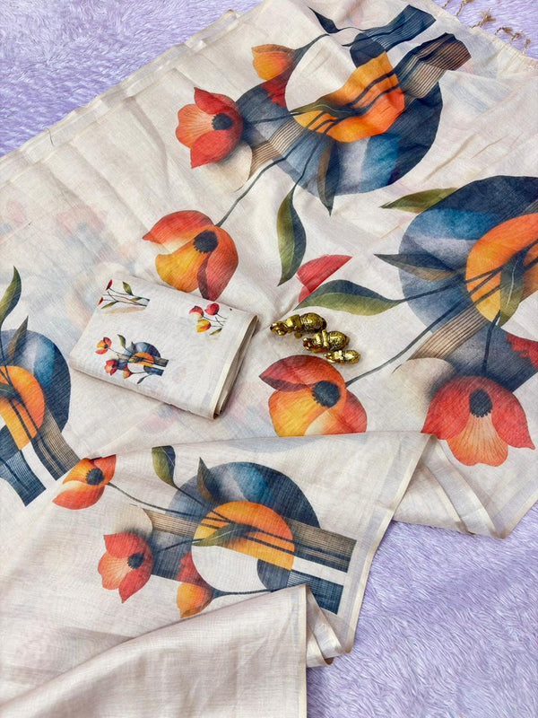 Erode Silk Floral Printed Saree for Women | Elegant Floral Silk Saree