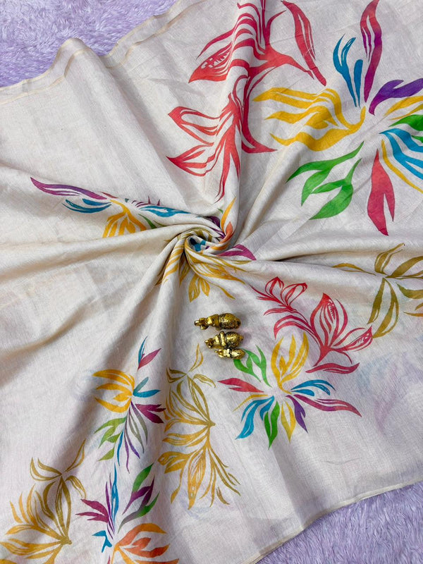 Erode Silk Floral Printed Saree for Women | Multicolor Floral Silk Saree