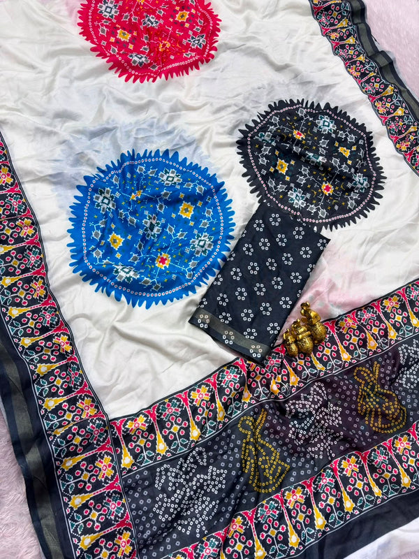 Mul Cotton Bandhani Print Saree for Women | Traditional Printed Cotton Saree