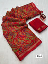 Tussar Silk Paisley Printed Saree for Women | Multicolor Printed Silk Saree
