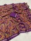 Tussar Silk Paisley Printed Saree for Women | Multicolor Printed Silk Saree