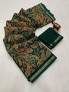 Tussar Silk Paisley Printed Saree for Women | Multicolor Printed Silk Saree