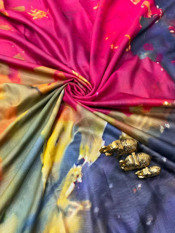 Multicolour Printed Mul Cotton Saree for Women | Vibrant Designer Mul Cotton Saree
