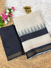 Black Grey Mul Cotton Printed Saree for Women | Geometric Print Cotton Saree