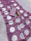 Linen Floral Printed Saree for Women | Mauve Pink Lightweight Linen Saree