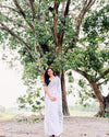 White Linen Printed Saree for Women | Minimal Black Motif Printed Saree