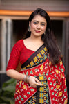 Ikat Linen Saree for Women | Traditional Ikat Print Linen Saree