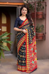 Ikat Linen Saree for Women | Traditional Ikat Print Linen Saree