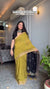 Mustard Yellow & Black Printed Saree for Women | Designer Workwear Saree