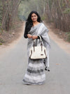 Grey Striped Linen Saree for Women | Elegant Contemporary Linen Saree