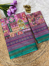 Multicolor Mul Cotton Printed Saree for Women | Traditional Floral & Geometric Print Saree