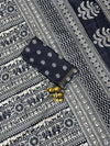 Black & White Mul Cotton Printed Saree | Traditional Ethnic Print Saree for Women