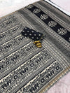 Black & White Mul Cotton Printed Saree | Traditional Ethnic Print Saree for Women