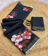 Floral Printed Linen Saree for Women | Elegant Lightweight Designer Saree