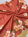 Floral Printed Linen Saree for Women | Elegant Lightweight Designer Saree