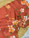 Floral Printed Linen Saree for Women | Elegant Lightweight Designer Saree