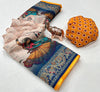 Printed Linen Saree for Women | Kalamkari & Ethnic Art Print Linen Saree with Designer Border
