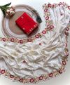 Chinnon Saree for Women | Elegant Embroidered Saree with Designer Floral Lace Border