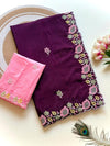 Chinnon Saree for Women | Elegant Embroidered Saree with Designer Floral Lace Border