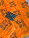Printed Linen Saree for Women | Traditional Warli Motif Designer Saree