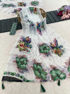 Georgette Floral Printed Saree for Women | Lightweight Designer Saree with Beautiful Floral Print, Border & Tassel Detailing