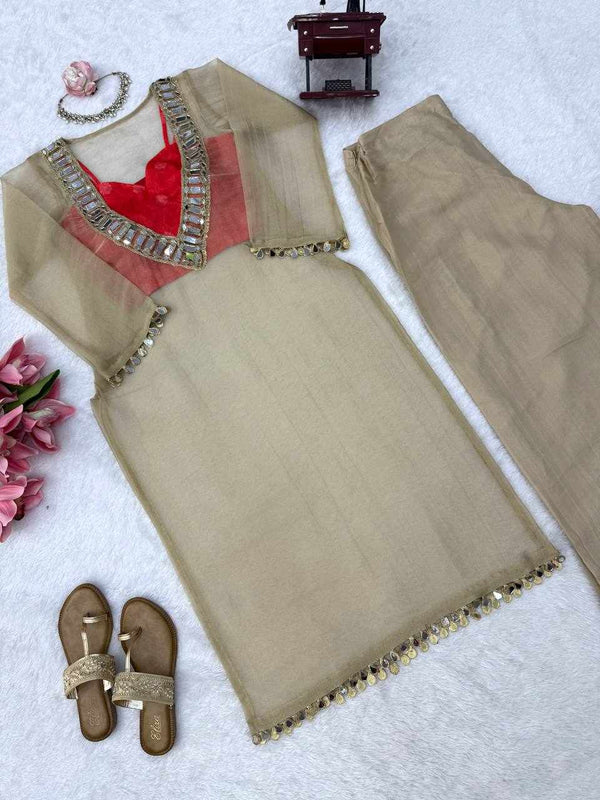 Premium Beige Silk Suit for Women | Designer Ethnic Wear