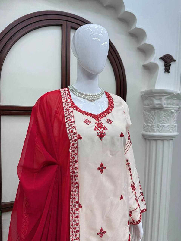 Ivory Blossom Red Suit