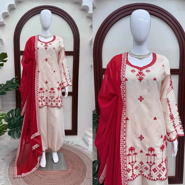 Ivory Blossom Red Suit