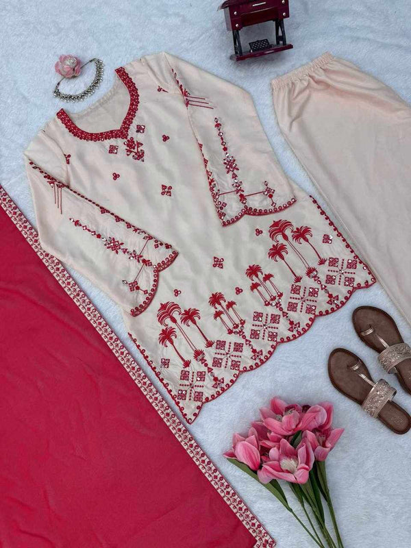 Ivory Blossom Red Suit
