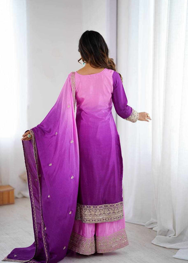 Meher Violet Embroidered Suit